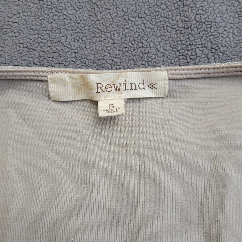 REWIND Shirt Top Womens Small Beige Shiny Shimmer Crop Sweetheart Coquette Party - Picture 10 of 13